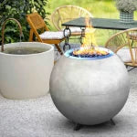 REVOLVE Ballo Gas Fire Pit - Durable Concrete Construction, Weather Resistant Materials