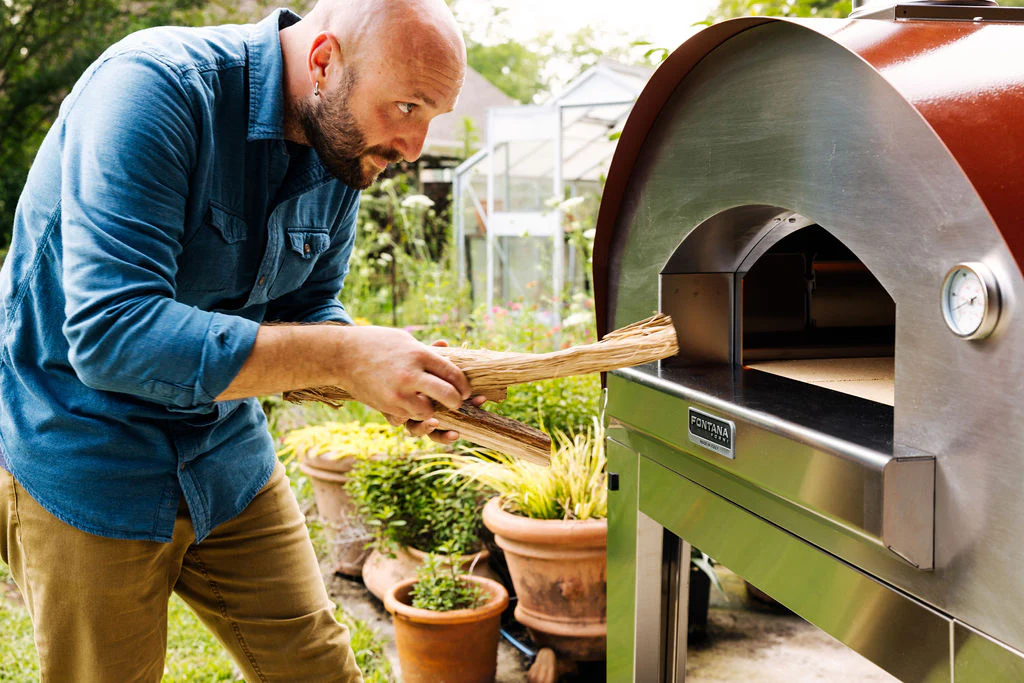Fontana Lorenzo Rosso Wood Fired Pizza Oven with Trolley
