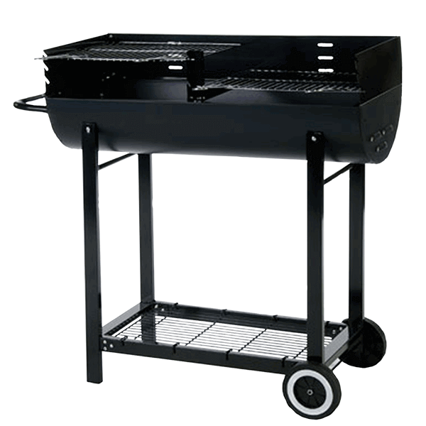 1/2 Barrel Charcoal BBQ C/W Wind Sheid Cooking Area: Width: 39 cms | Depth: 33 cms (x2)