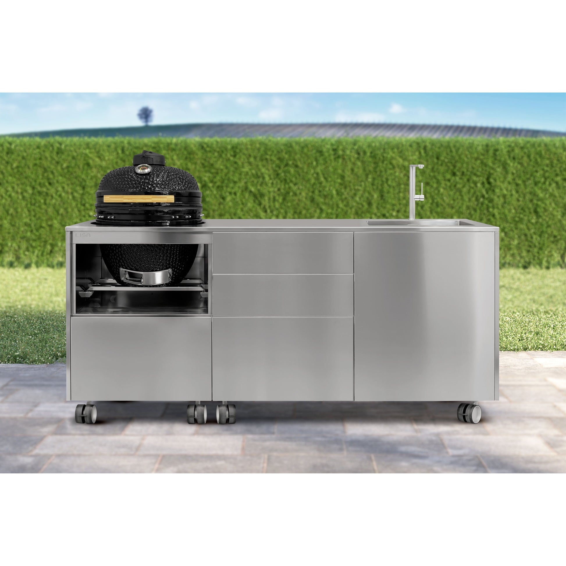 Lisa Outdoor Kitchen Capri BBQ Kamado Sportelli Cassetti