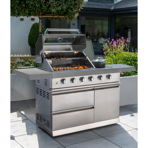 Norfolk Outdoor Kitchen 4 Burner Gas Grill - Side Burner for Versatile Cooking