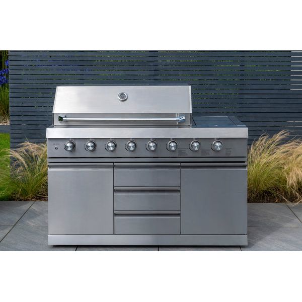 Norfolk Outdoor Kitchen 6 Burner Gas Grill - Side Burner for Ultimate Grilling Experience