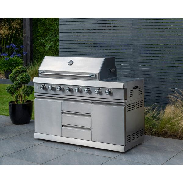 Norfolk Outdoor Kitchen 6 Burner Gas Grill - Side Burner for Ultimate Grilling Experience