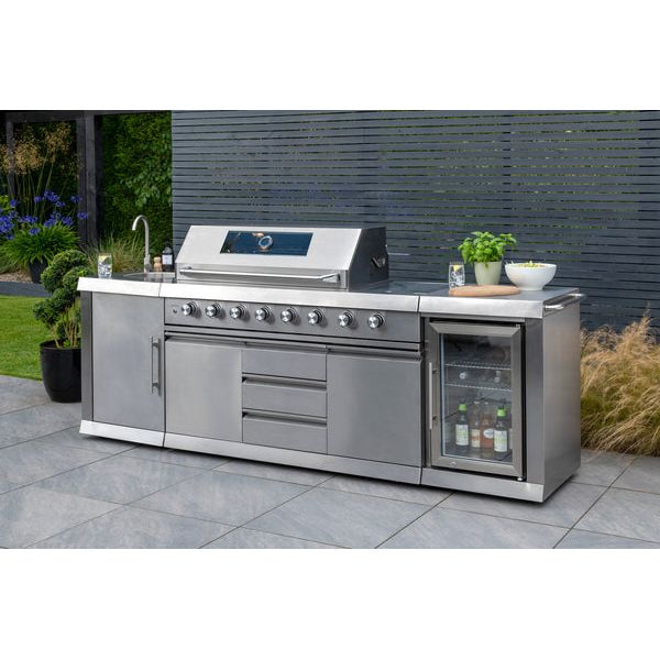 Norfolk Outdoor Kitchen 6 Burner Gas Grill with Fridge and Sink for Luxury Outdoor Cooking