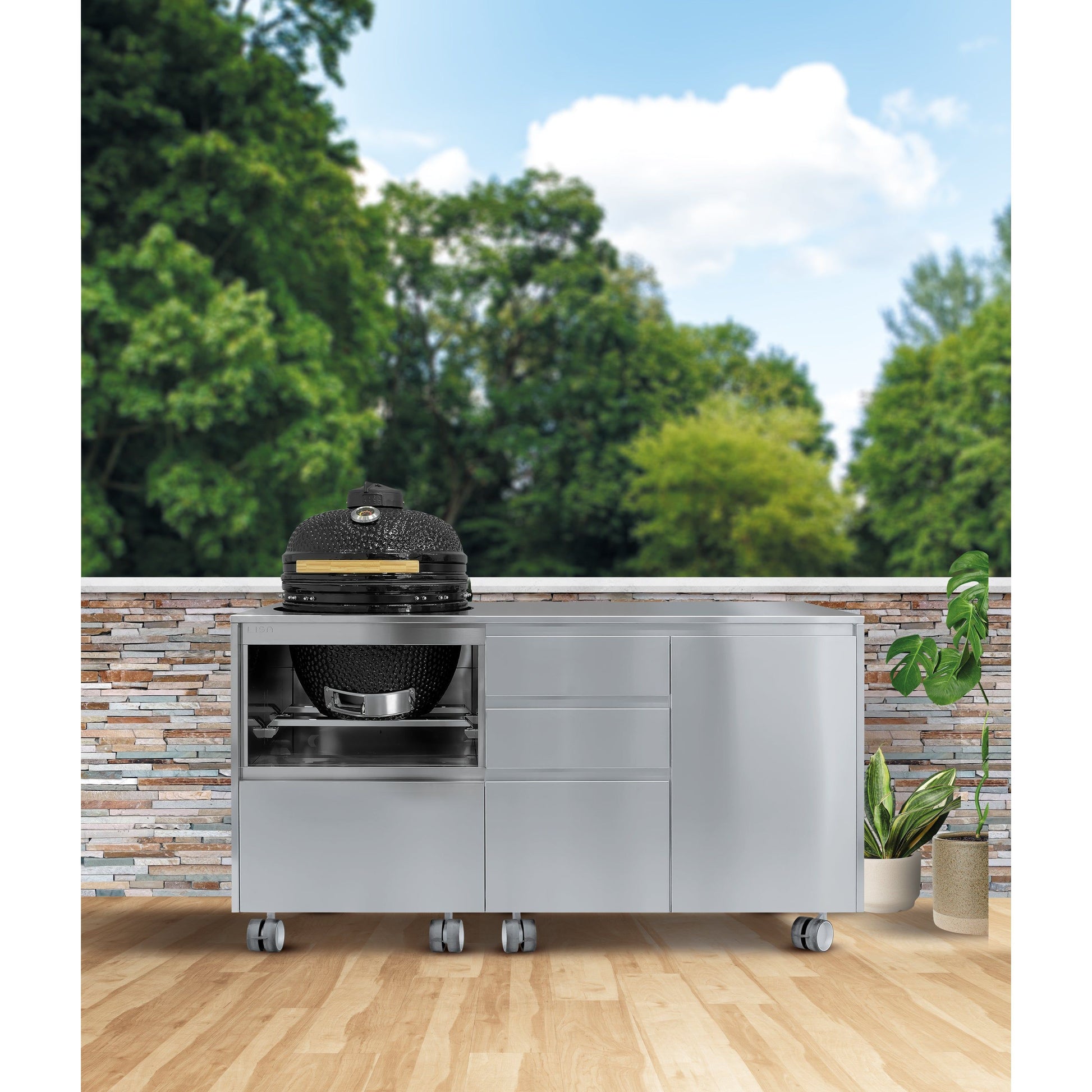 Lisa Outdoor Kitchen Okinawa 150 Sportelli E Cassetti Stainless Steel