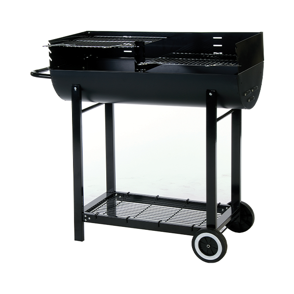 1/2 Barrel Charcoal BBQ C/W Wind Sheid Cooking Area: Width: 39 cms | Depth: 33 cms (x2)