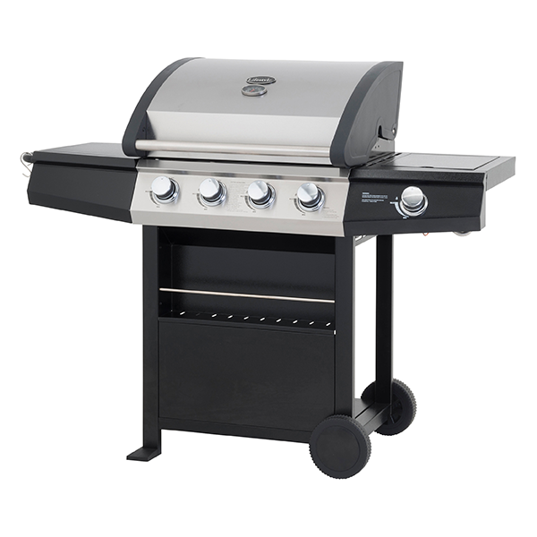 Grenada 4 Burner C/W Side Burner Black Gas BBQ