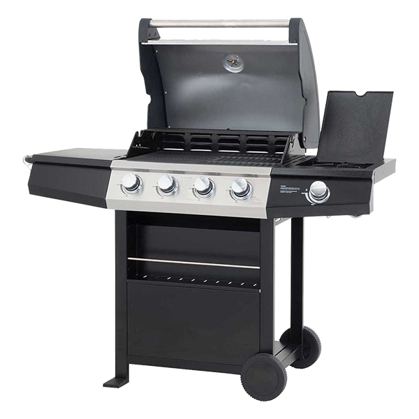 Grenada 4 Burner C/W Side Burner Black Gas BBQ