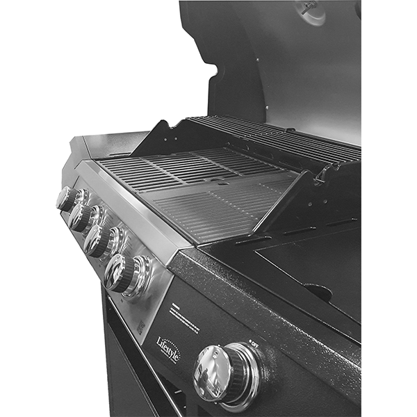 Grenada 4 Burner C/W Side Burner Black Gas BBQ