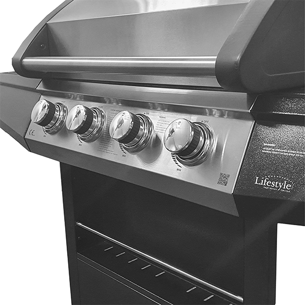 Grenada 4 Burner C/W Side Burner Black Gas BBQ