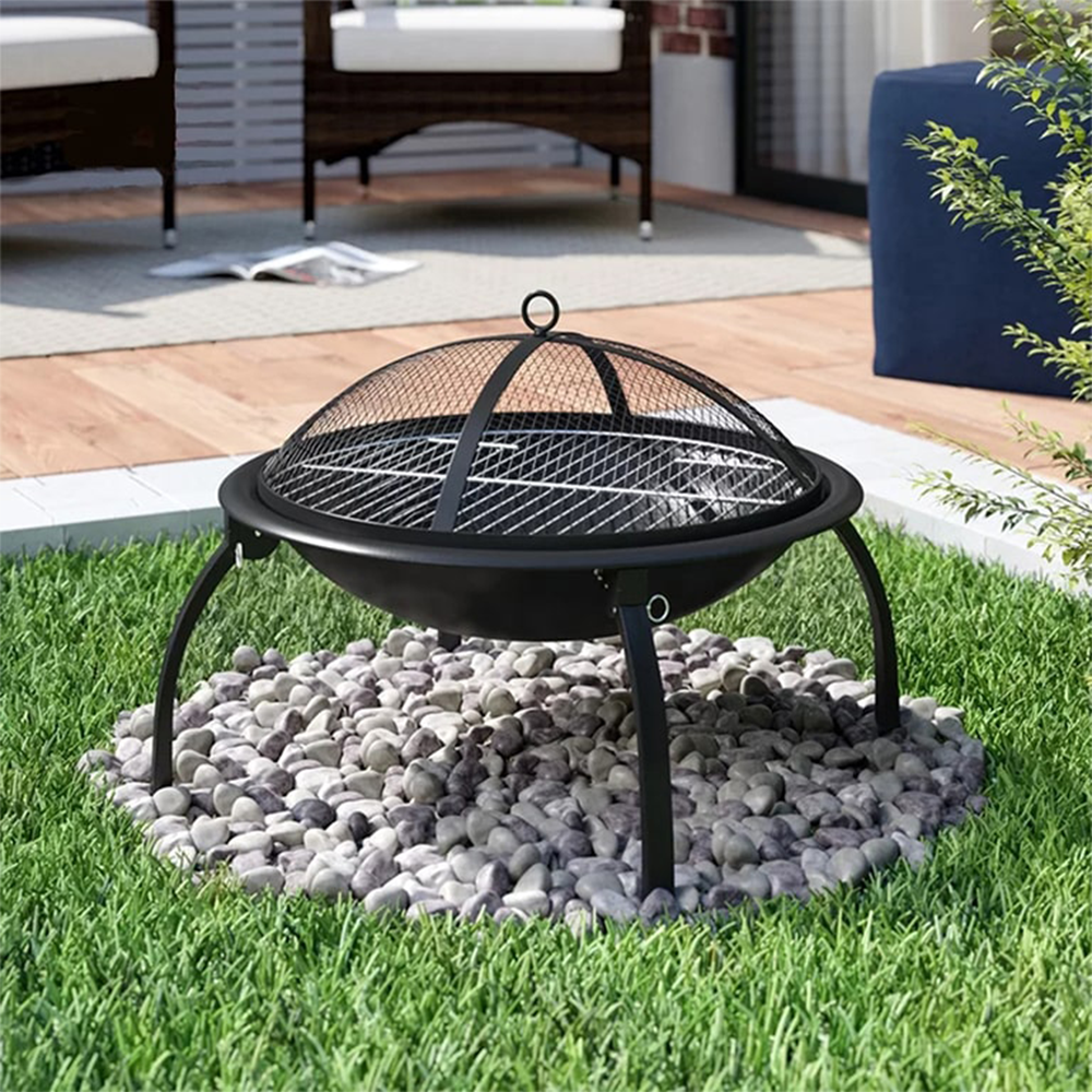 Lifestyle "Easy assembly Firepit + storage (folding legs) 4 pin-lock legs for enhanced stability