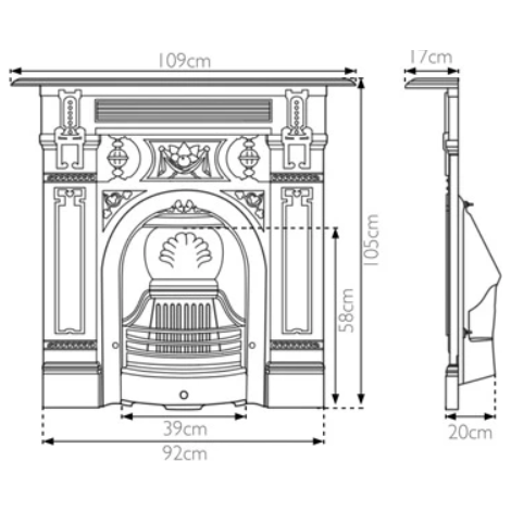 Carron The Victorian Large Cast Iron Combination Fireplace