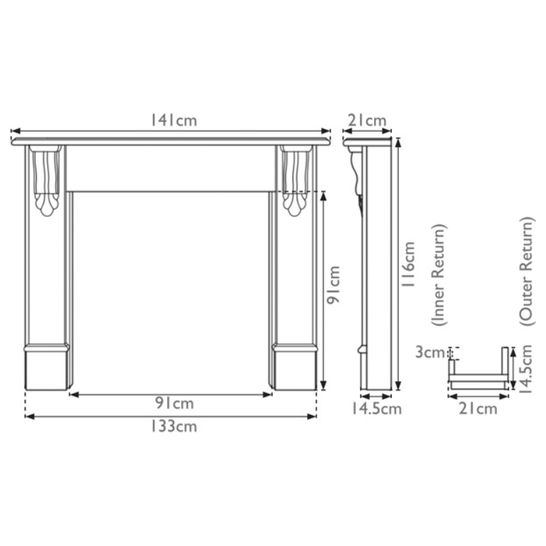 Carron The Edinburgh Corbel Wooden Fireplace Surround