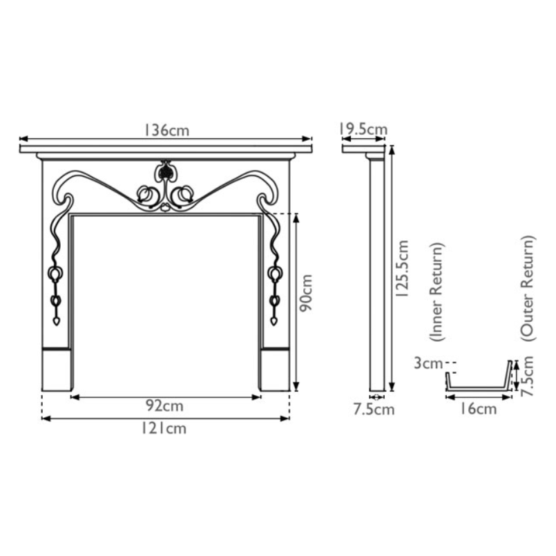 Carron The Art Nouveau Cast Iron Fireplace Surround