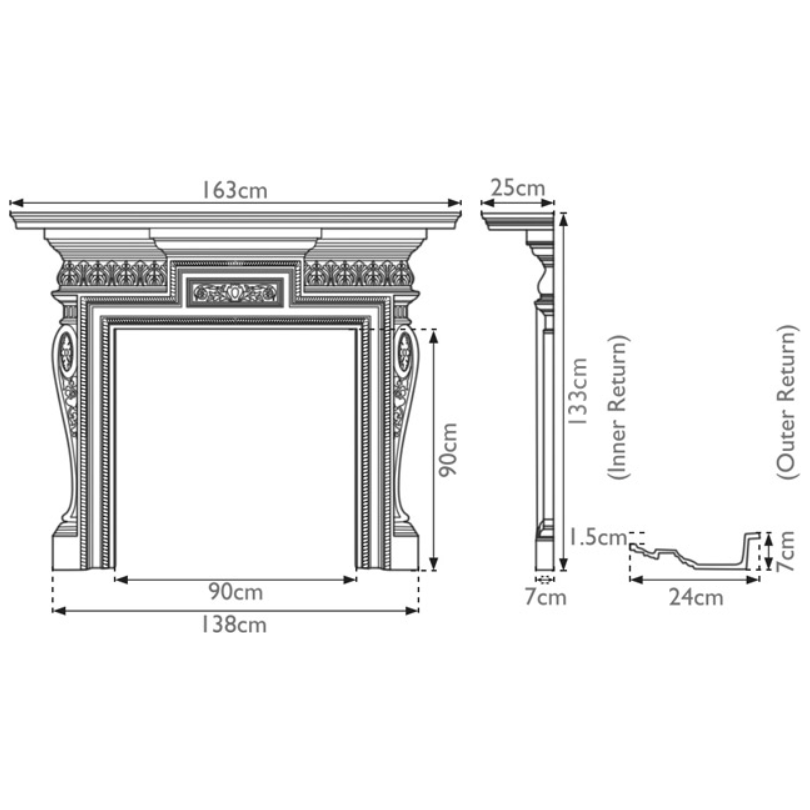 Carron The Knightsbridge Cast Iron Fireplace Surround