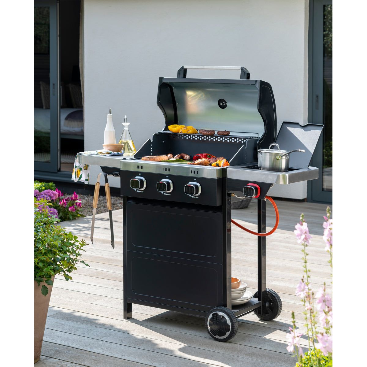 Norfolk VISTA 300 Gas Grill - 3 Burner with Side Burner for Outdoor Cooking