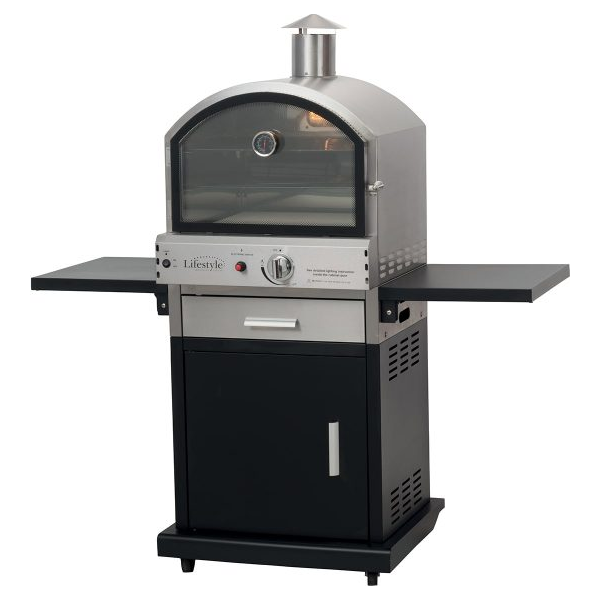 Verona D/LUX ST/ST & Black  O/Door Garden Pizza Oven BBQ Pizza Stone