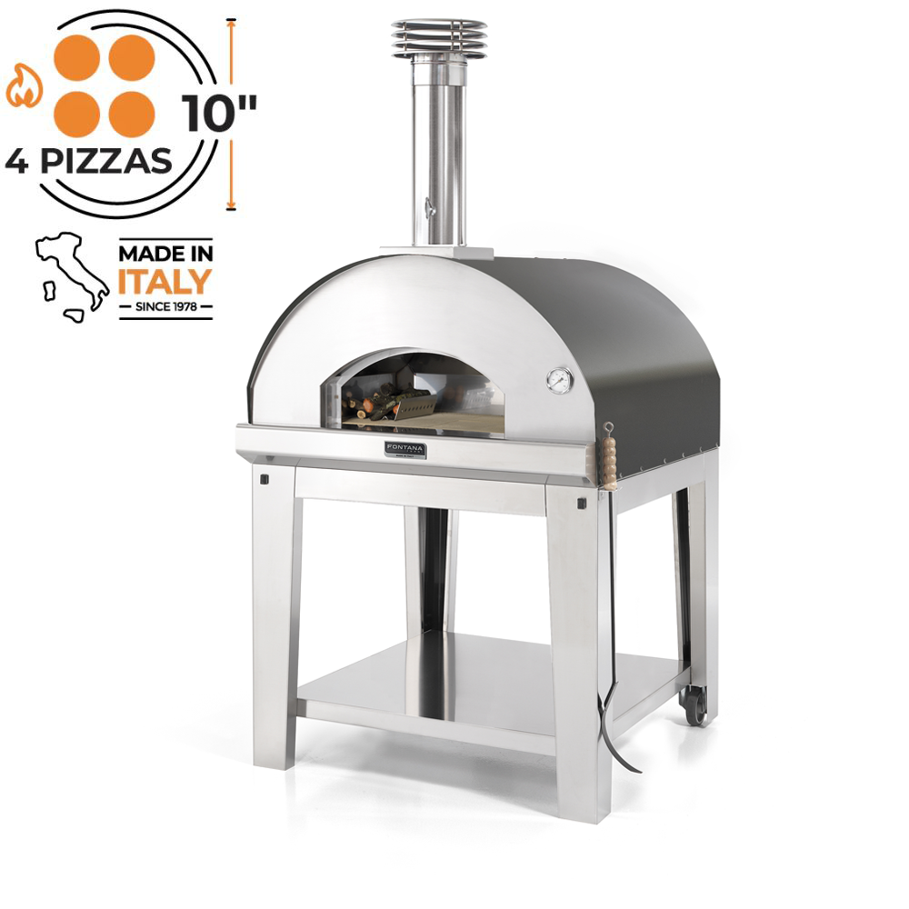 Fontana Marinara Anthracite Durable Wood Fired Pizza Oven with Trolley