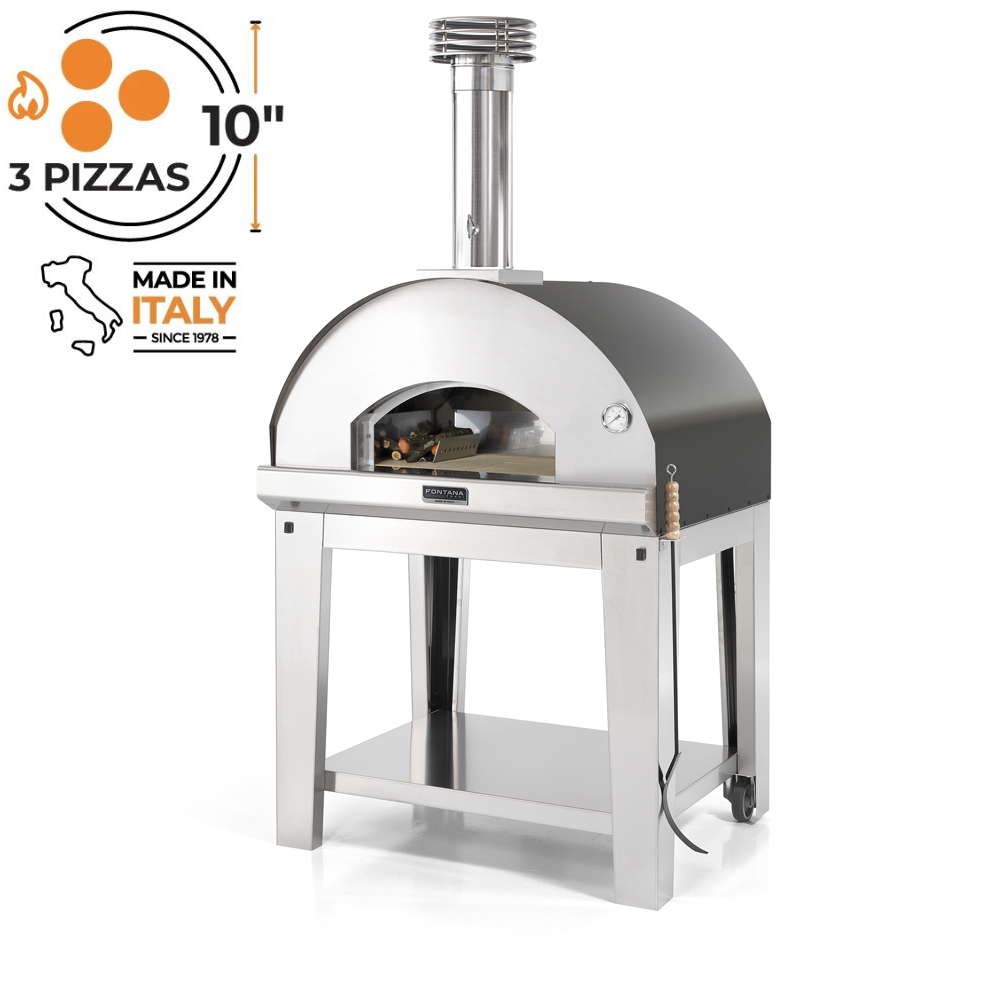 Fontana Mangiafuoco Anthracite Wood Fired Pizza Oven with Trolley