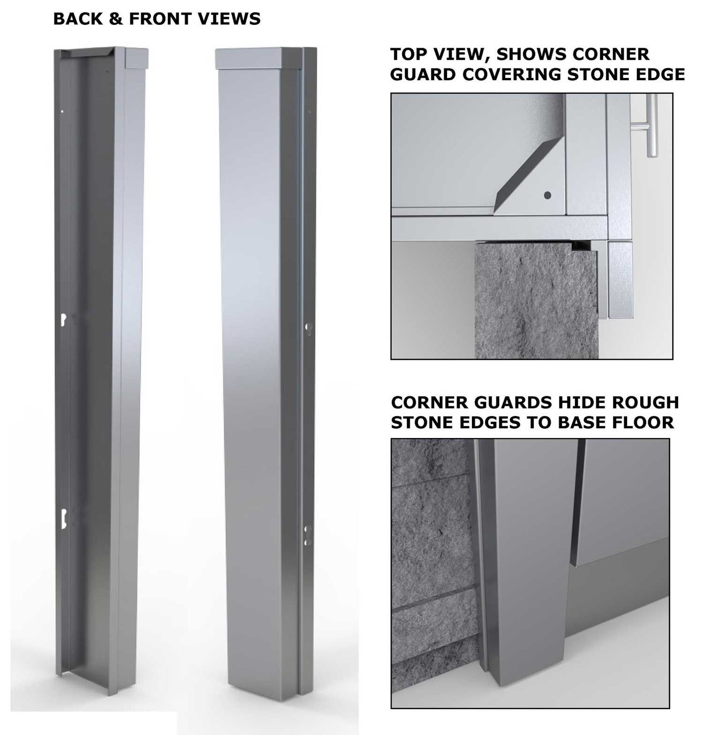 Sunstone 3" End Corner Guard Panel for Left Side of Base Cabinets – Durable Protection for Outdoor Kitchens