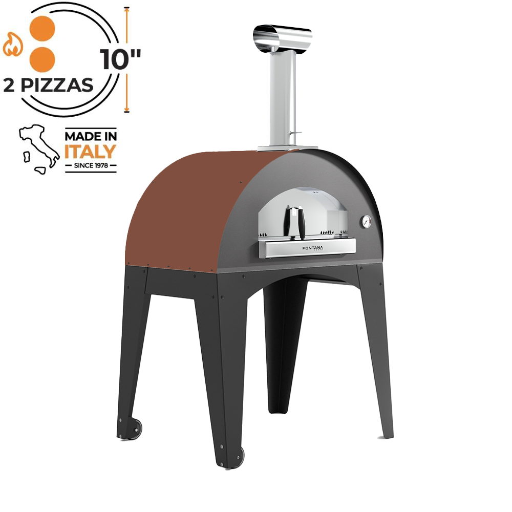 Fontana Lorenzo Rosso Wood Fired Pizza Oven with Trolley