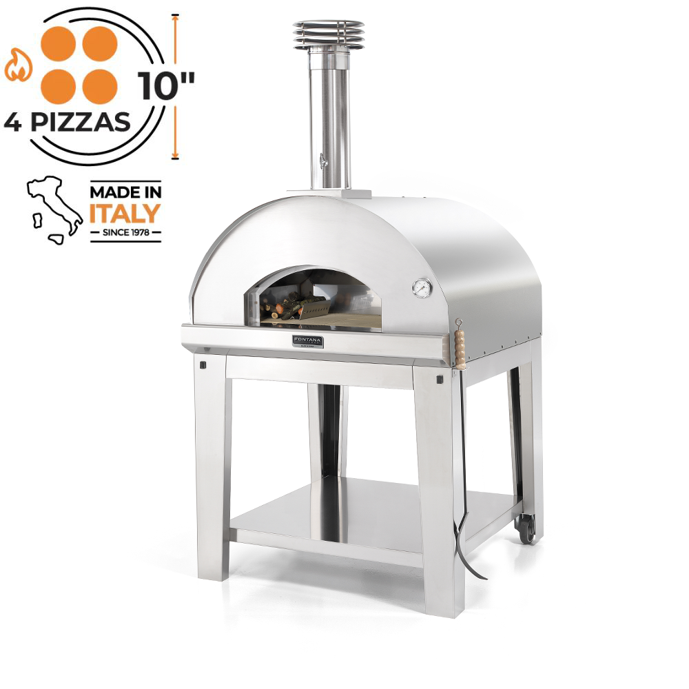 Fontana Marinara Stainless Steel Durable Wood Fired Pizza Oven with Trolley