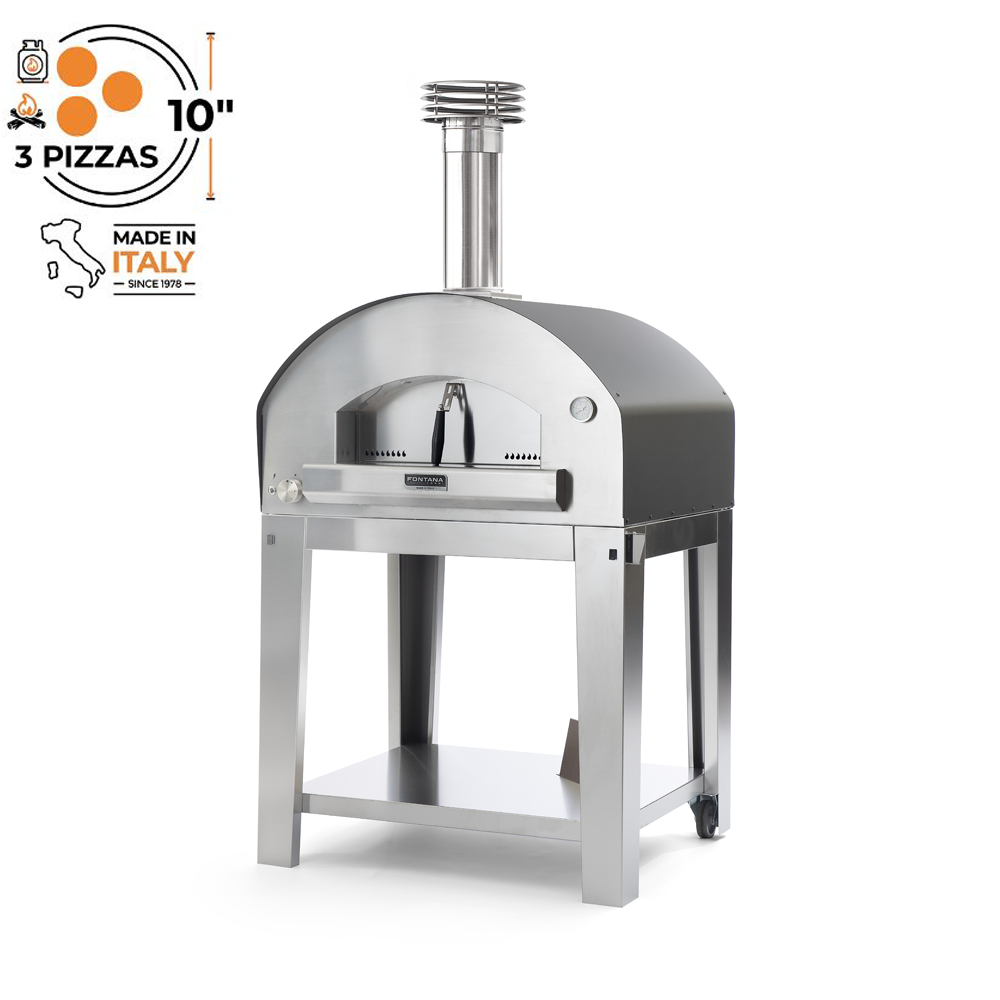 Fontana Mangiafuoco Anthracite Dual Fuel Pizza Oven with Trolley