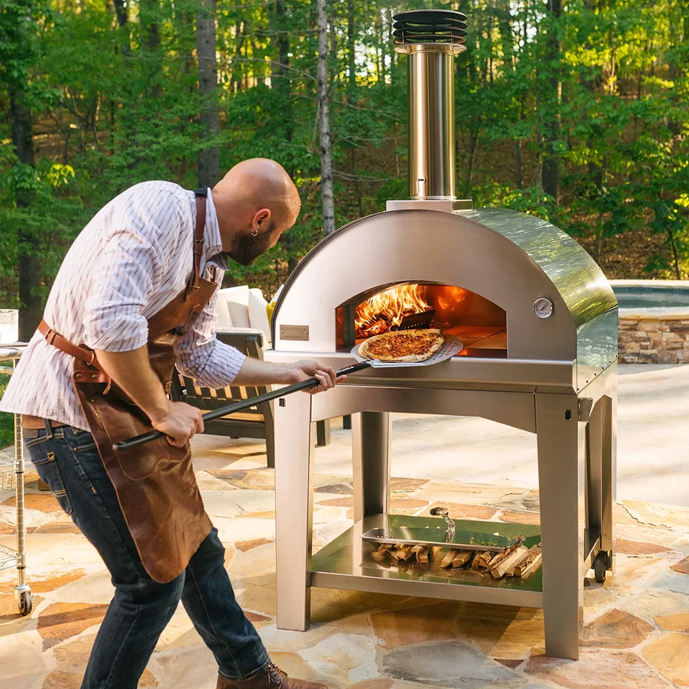 Fontana Marinara Rosso Durable Wood Fired Pizza Oven with Trolley