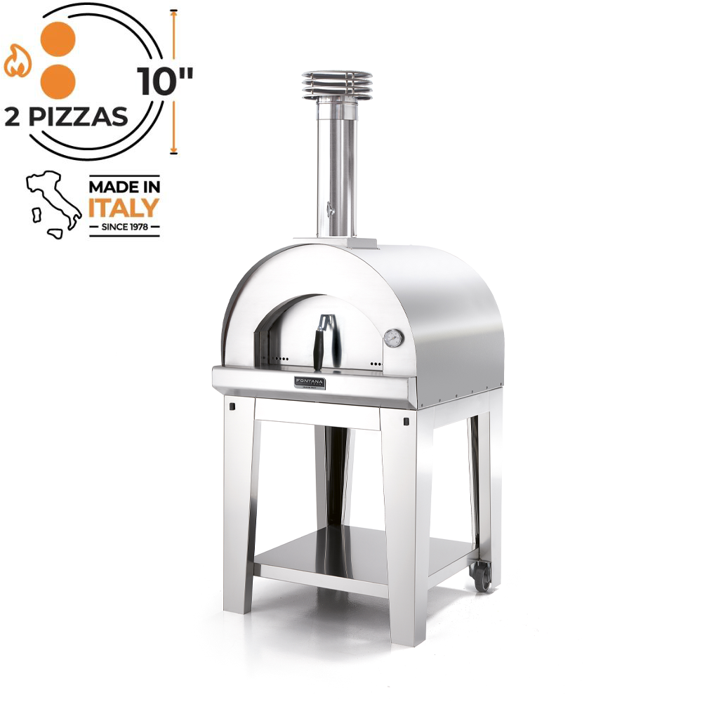 Fontana Margherita Stainless Steel Wood Fired Pizza Oven with Trolley