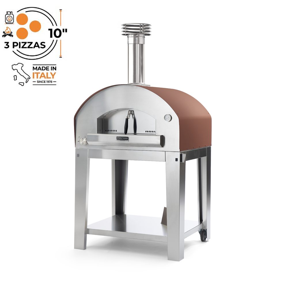 Fontana Mangiafuoco Rosso Dual Fuel Pizza Oven with Trolley