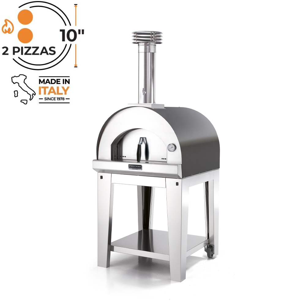 Fontana Margherita Anthracite Durable Wood Fired Pizza Oven with Trolley