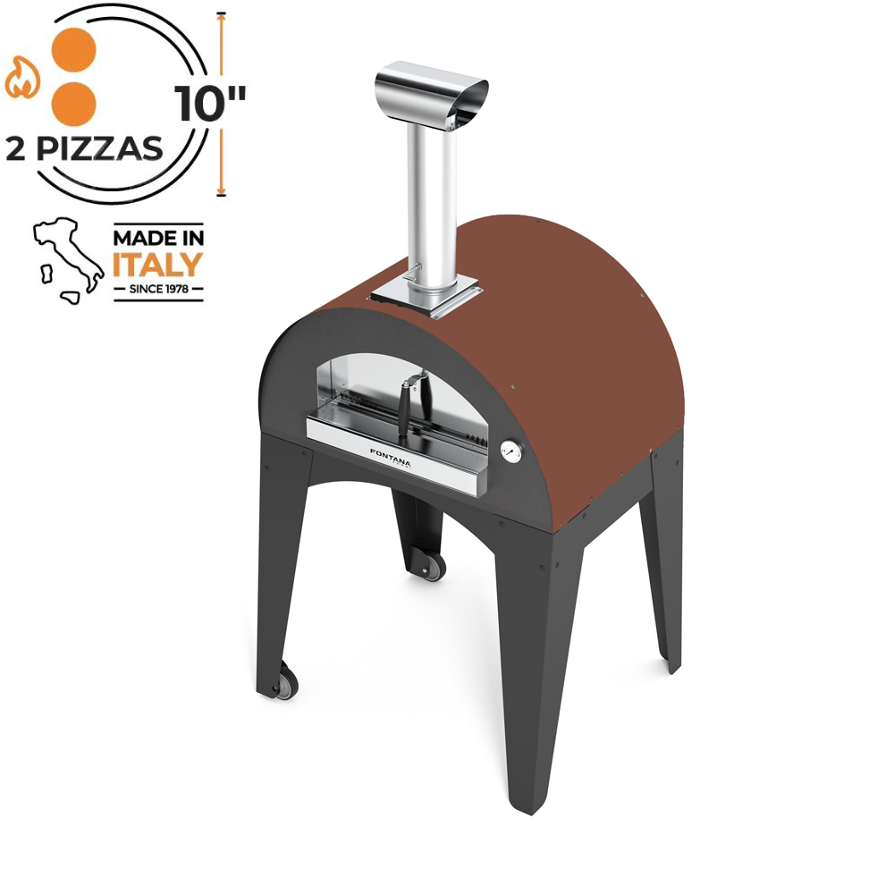 Fontana Lorenzo Rosso Wood Fired Pizza Oven with Trolley