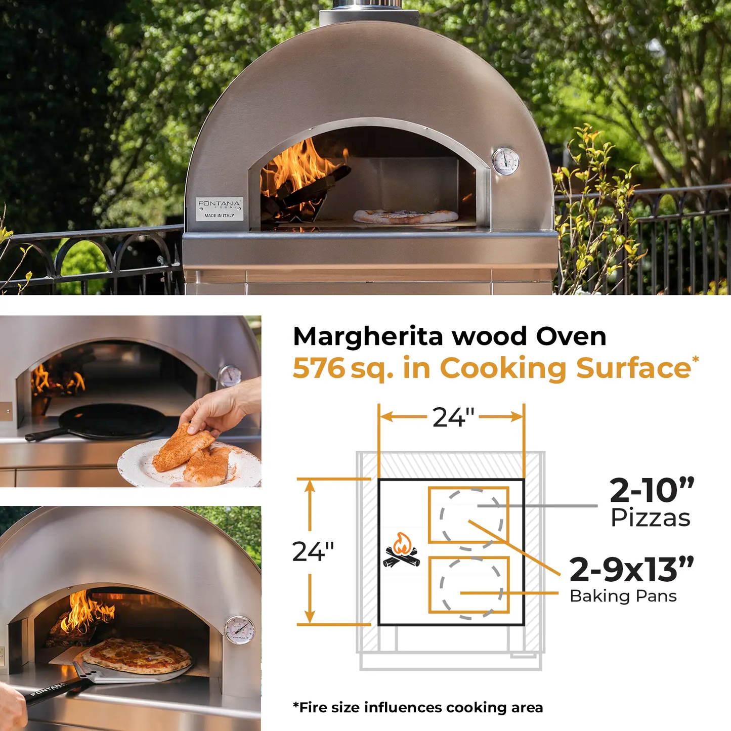 Fontana Margherita Rosso High Performance Wood Fired Pizza Oven with Trolley